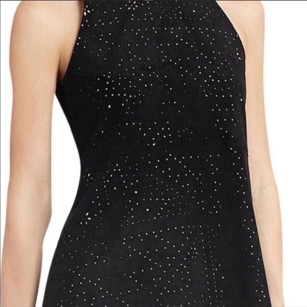 BCBG peplum style top in black suede